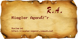 Riegler Agenór névjegykártya